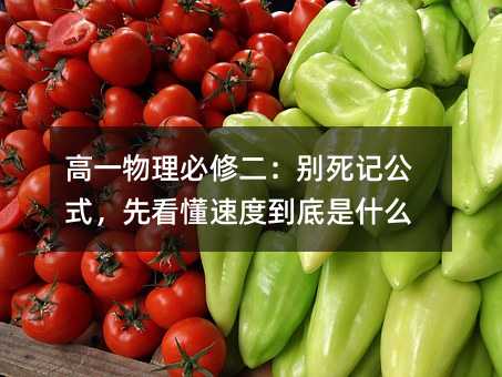 高一物理必修二:别死记公式,先看懂速度到底是什么